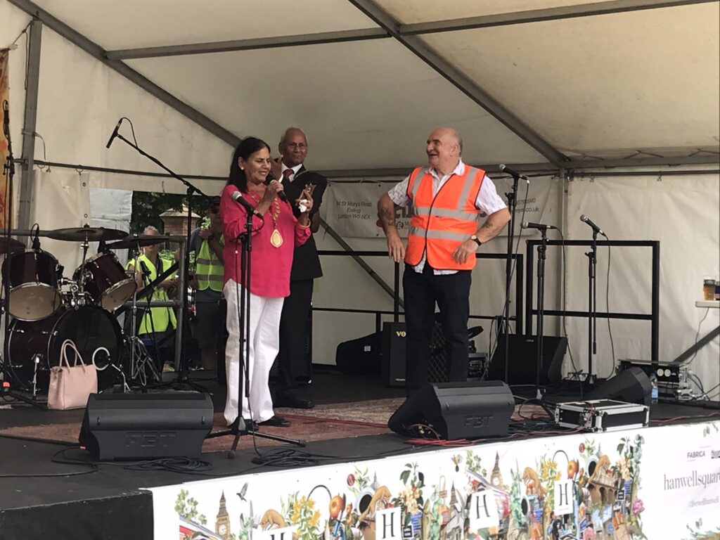 Ealing Mayor Councillor Mohinder Midha and formeer MP Stephen Pound at Hanwell Carnival