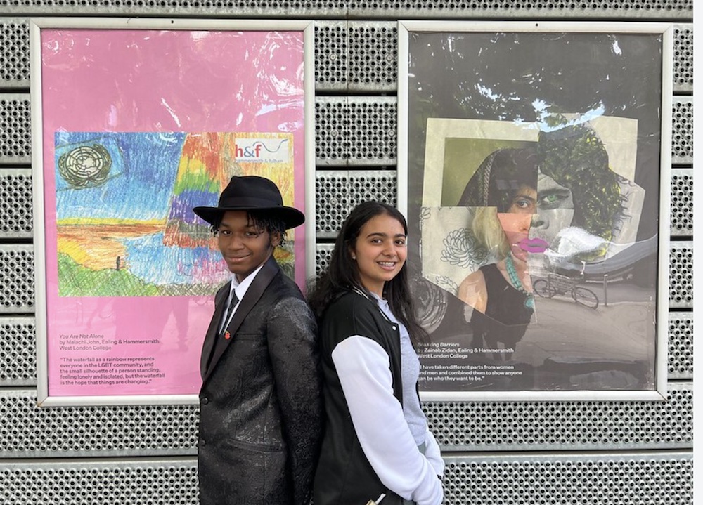 Ealing Green College art students Zainab Zidan and Malachi John won prizes in Elephant’s LGBTQ+&Inclusion Art Competition,