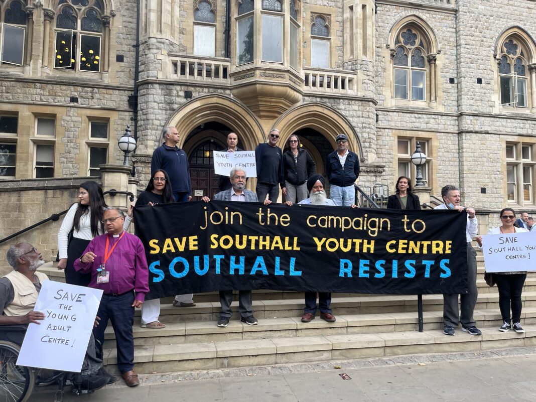 Campaigners from Save Southall Youth Centre outside Ealing Town Hall
