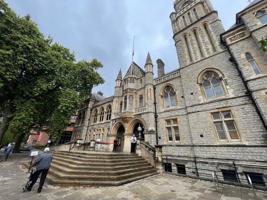 Entrance to Ealing Town Hall to sign book of condolence