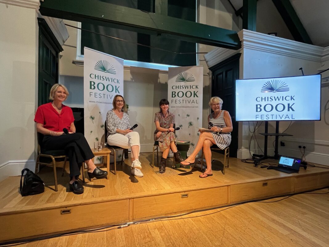 (L-R) Susie Lynes, Emma Curtis and Nicola Rayner, at Chiswick Book Festival. Talk chaired by Lisa Evans