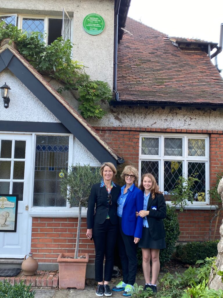 Laura, Stephanie and Claudia, Michael and Claudia’s granddaughter, under the plaque.