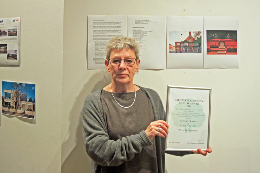 Amanda Mason from ActOne Cinema with Highly Commended award from Ealing Civil Society