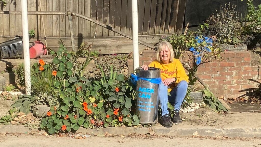 Gayle Labib in front of the garden