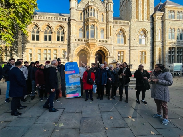 Campaigners against over development of Southall Green outside Ealing Town Hall