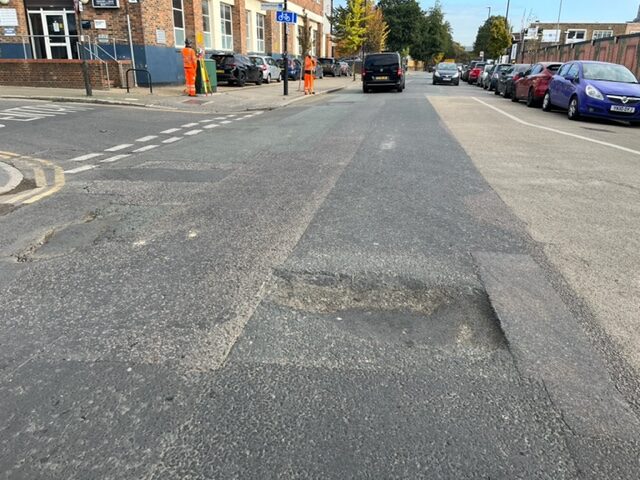 Pothole in Victoria Road, North Acton