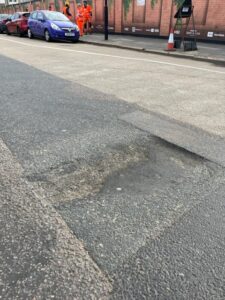 Pothole in Victoria Road, North Acton