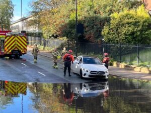 Car trapped in flooding