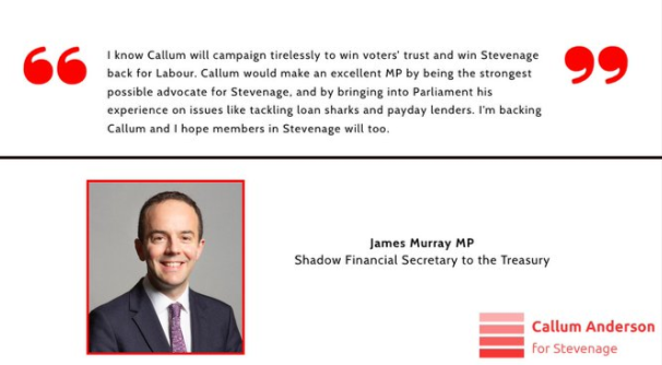 James Murry MP endorsing Callum Anderson