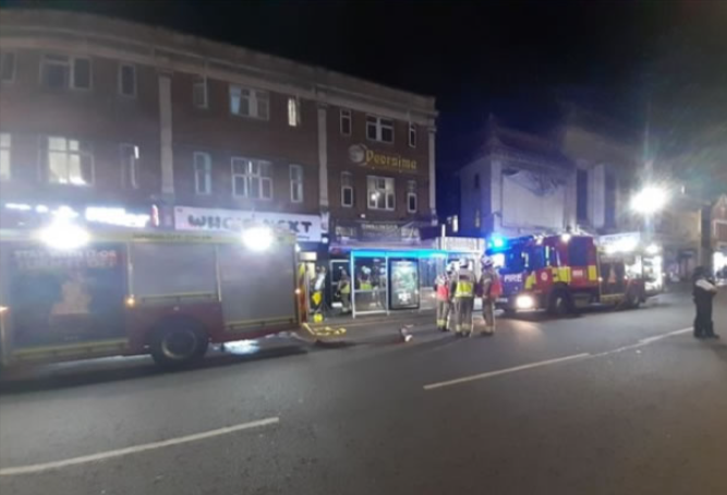 Fire at Southall fireworks shop. Photo: London Fire Brigade