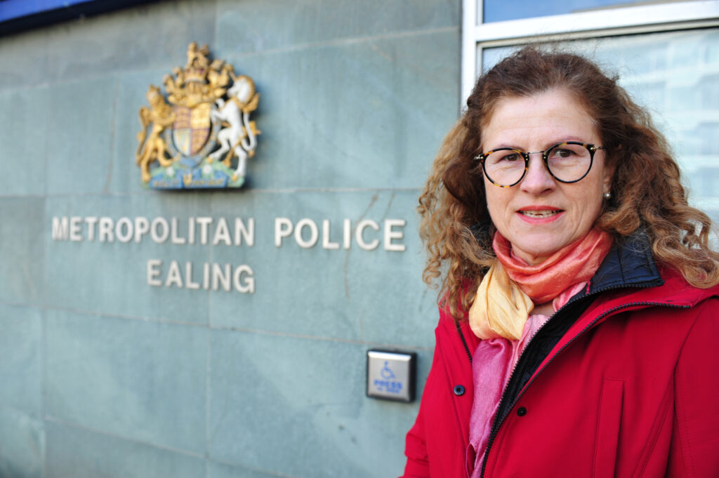 Ealing Liberal Democrat Connie Hersch at Ealing Police Station