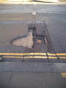Pothole in Southall Green