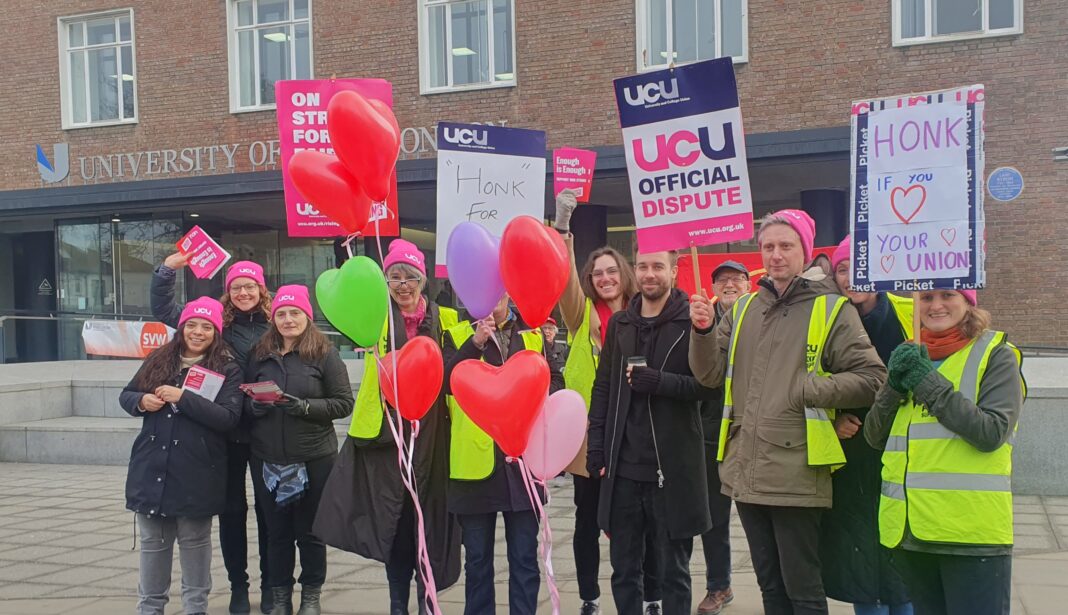 Members of UCU are on strike at University of West London