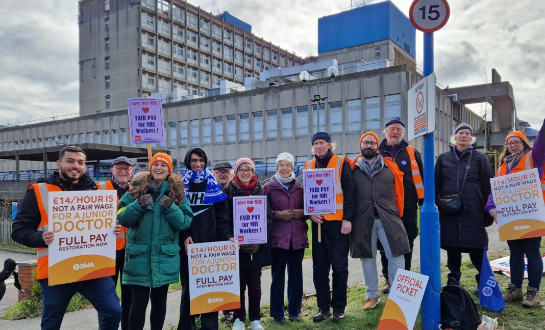 Junior doctors on strike outside Ealing Hospital