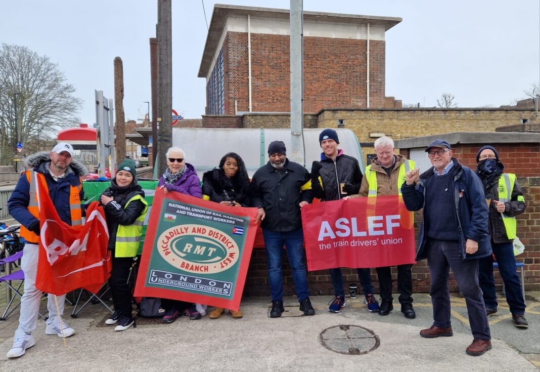 Tube workers outside Acton Town