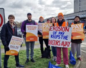 Junior doctors on strike outside Ealing Hospital