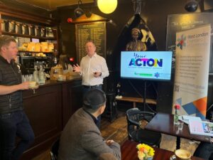 Tony Mulvahil from Planning for the Best introducing Acton Business Breakfast