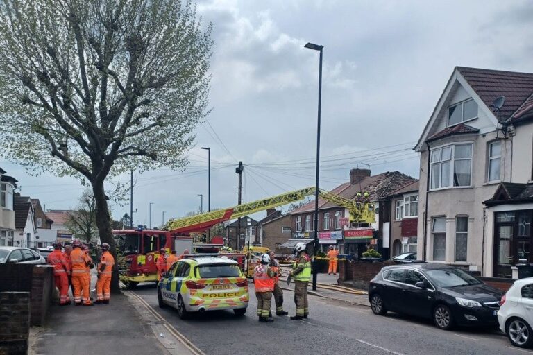 Suspected gas explosion in Southall. Photo: London Fire Brigade