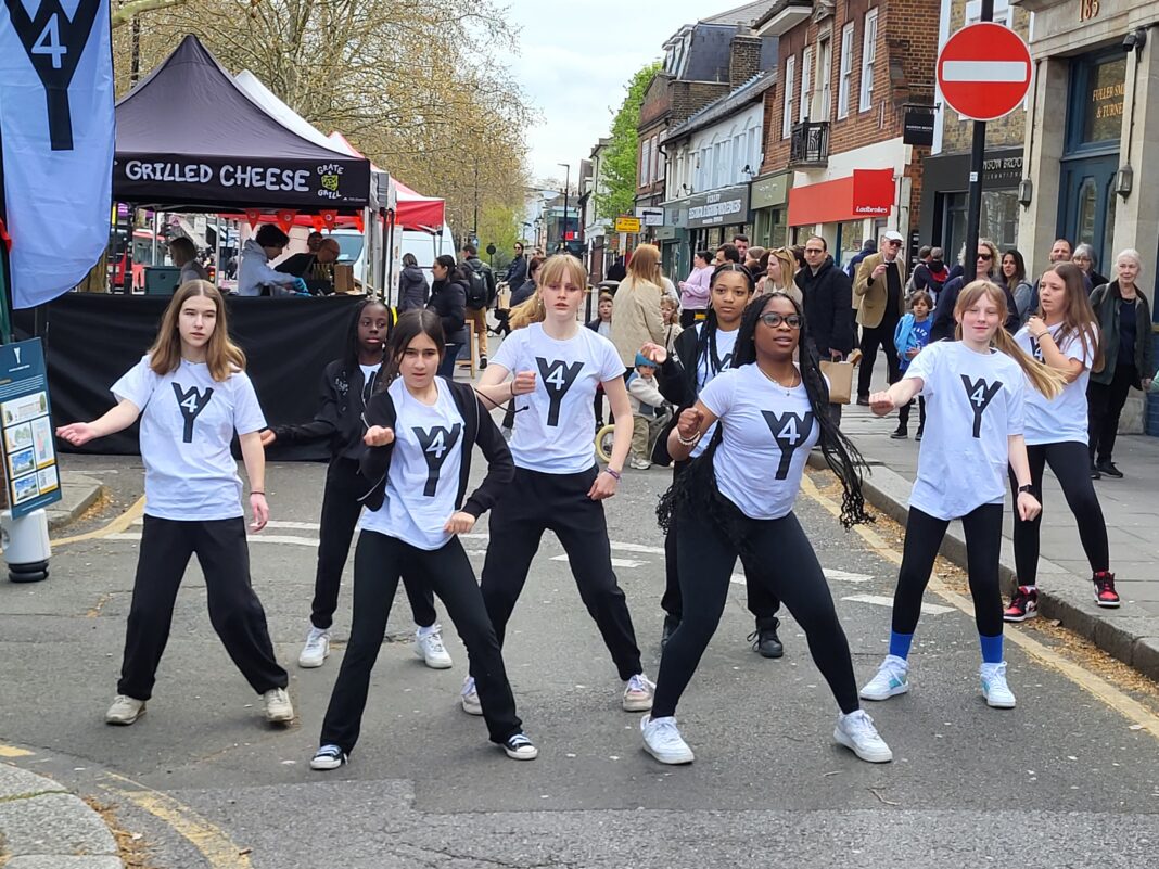 W4 Youth dance troupe performing at Chiswick Cheese Market