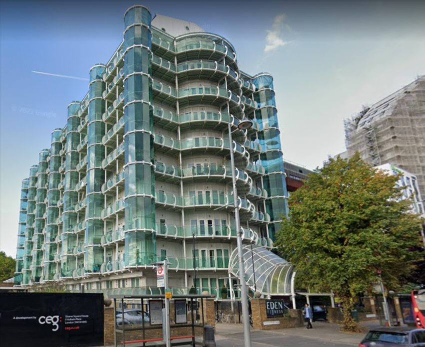 Planning Application Notice for the proposed development at CAVALIER HOUSE, 46-50 UXBRIDGE ROAD, EALING, W5 2SS. Photo: Google Maps