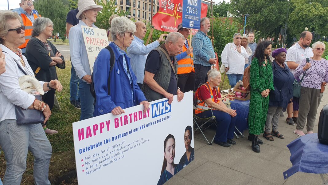 Ealing Save Our NHS gather outside Ealing Hospital