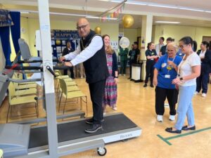 Mayor of Ealing, Councillor Hitesh Tailor on the treadmill at Clayponds
