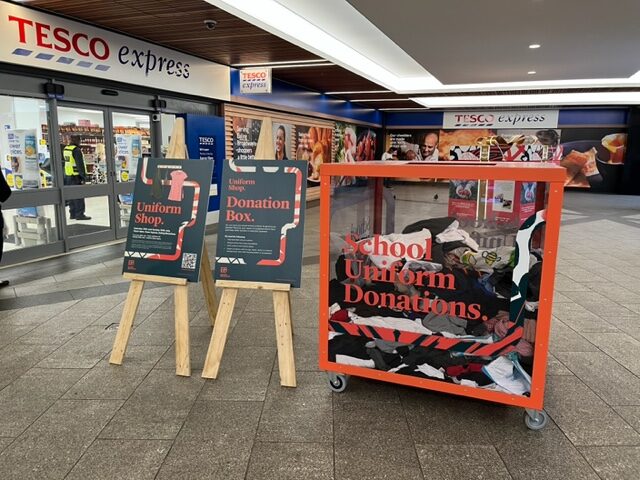 Donate school clothing at Ealing Broadway shopping centre.