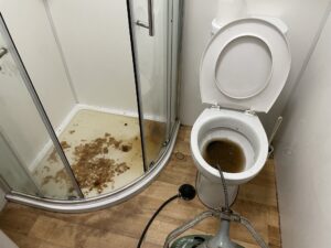 Blocked toilet at Marston Court in Hanwell