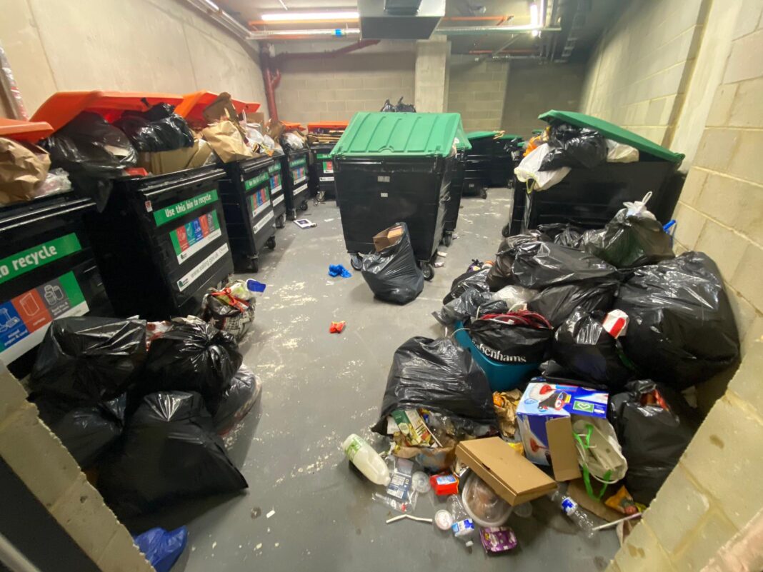 Rubbish builds up at Doniford House. Photo: The Social Housing Action Campaign (SHAC)