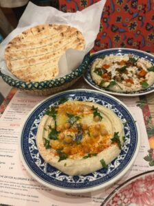 Hommos and Tony's Hommos with flat bread. Photo: EALING.NEWS