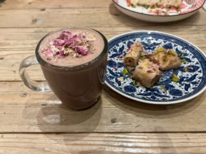Lebanese Spiced Hot Chocolate and Baklawa. Photo: EALING.NEWS
