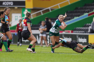 Ellie Boatman of Trailfinders Women during the Allianz Cup Pool B match between Harlequins Women and Ealing Trailfinders Women at Twickenham Stoop, London, England on 30 September 2023. Photo by Ryan Redman.