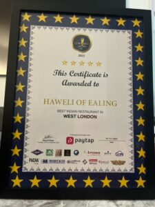 Haweli wins Best Indian Restaurant in West London award