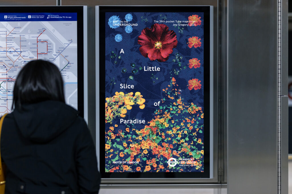 Joy Gregory, ‘A Little Slice of Paradise’, 2023. Commissioned by Art on the Underground. Photo Benedict Johnson