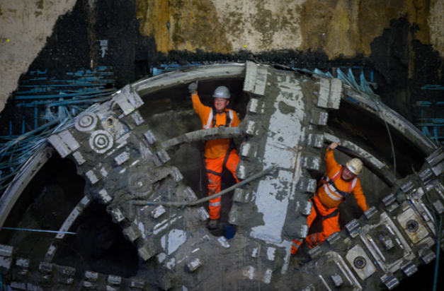 HS2 Lydia tunnel boring machine breaks through. Photo: HS2