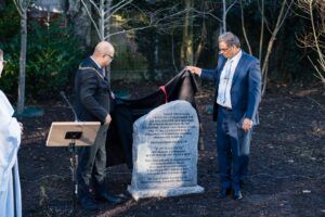 Unveiling memorial stone. Photo: Ealing Council