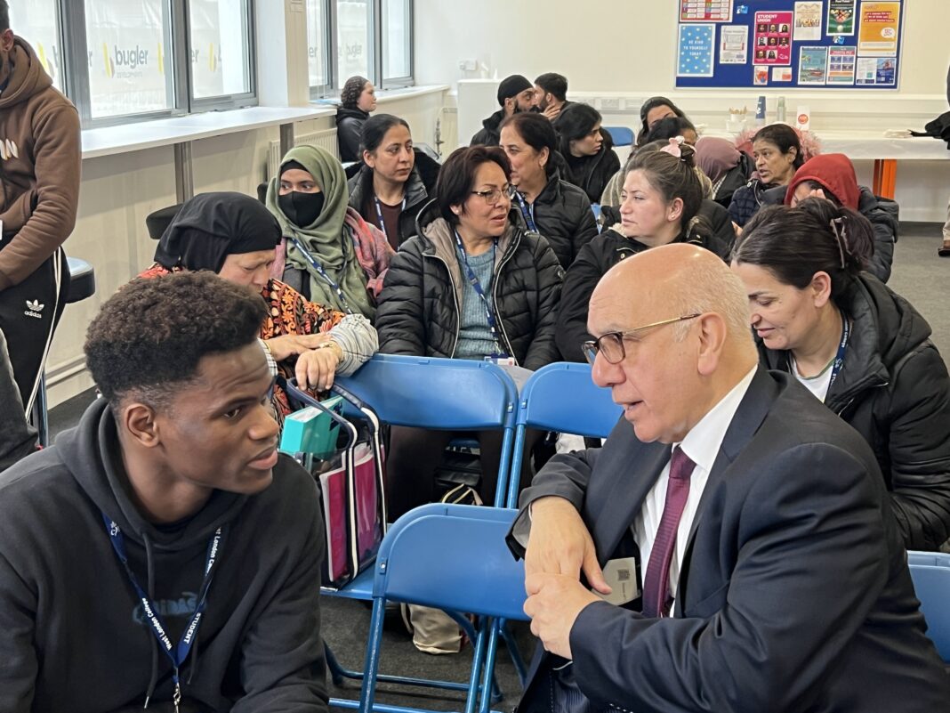 Ealing Southall MP Virendra Sharma speaks to Southall Community College students. Photo: West London College