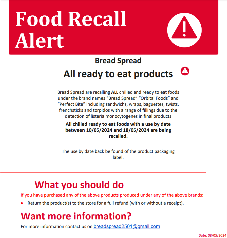 Bread Spread recall