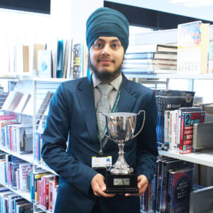 Gurdit Singh and his Imperial cup. Photo: Featherstone High School