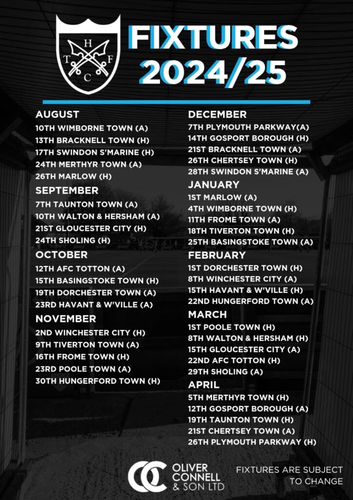 Hanwell Town FC 2024-25 fixtures