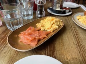 Smoked salmon and scrambled eggs at Bobo Social in Ealing. Photo: EALING.NEWS