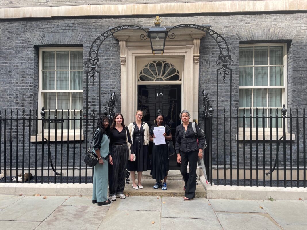 Southall Black Sisters hand over list to 10 Downing Street. Photo: Southall Black Sisters