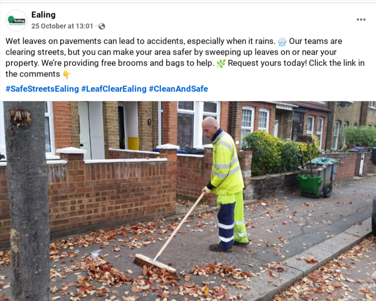 Ealing Council posting on Facebook