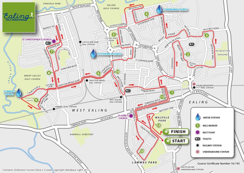 Ealing Half Marathon route map