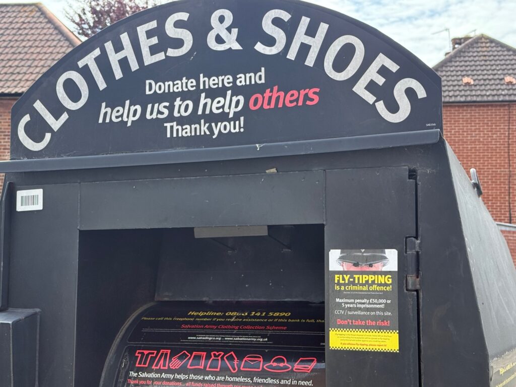 Salvation Army donation bank on Borders Road. Photo: EALING.NEWS